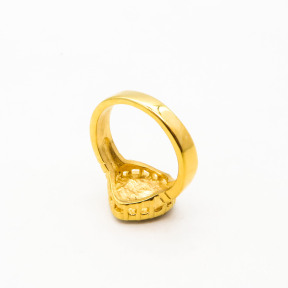 316L Stainless Steel and Zirconia 15 Heart Ring,Gold plating,Size 7,about 6g/pc,1 pc/package,HHP00285bhia-360