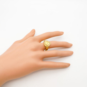 316L Stainless Steel and Zirconia 15 Heart Ring,Gold plating,Size 7,about 6g/pc,1 pc/package,HHP00285bhia-360