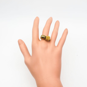 316L Stainless Steel and Zirconia Hazelnut Ring,Gold plating,Size 7,about 9g/pc,1 pc/package,HHP00291vhhl-360