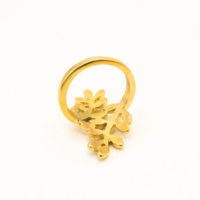 316L Stainless Steel and Zirconia Sprout Ring,Gold plating,Size 7,about 5g/pc,1 pc/package,HHP00294bhio-360
