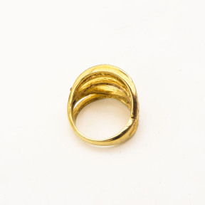 316L Stainless Steel and Zirconia Cross Line Ring,Gold plating,Size 7,about 5g/pc,1 pc/package,HHP00297bhia-360