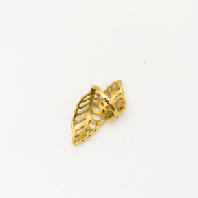 316L Stainless Steel and Zirconia Double leaves Ring,Gold plating,Size 7,about 8g/pc,1 pc/package,HHP00303bhjl-360