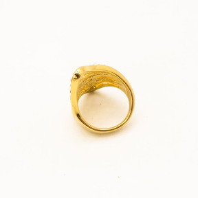 316L Stainless Steel and Zirconia Double headed spear Ring,Gold plating,Size 7,about 8g/pc,1 pc/package,HHP00309vhkb-360
