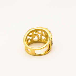 316L Stainless Steel and Zirconia heart hole Ring,Gold plating,Size 7,about 8g/pc,1 pc/package,HHP00312bhjl-360