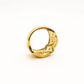 316L Stainless Steel and Zirconia Scarf Ring,Gold plating,Size 7,about 7g/pc,1 pc/package,HHP00324bhia-360