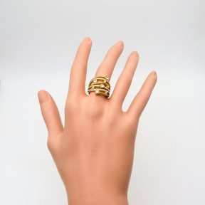 316L Stainless Steel and Zirconia Planet Ring,Gold plating,Size 7,about 8g/pc,1 pc/package,HHP00336bhjl-360