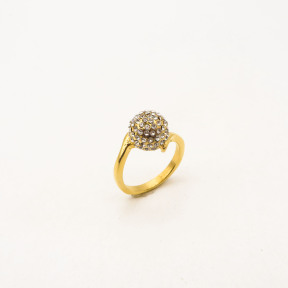 316L Stainless Steel and Zirconia Disco Flash Ball Ring,Gold plating,Size 7,about 5g/pc,1 pc/package,HHP00354bhjo-360