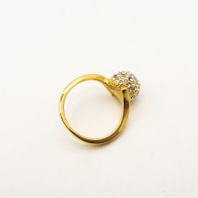 316L Stainless Steel and Zirconia Disco Flash Ball Ring,Gold plating,Size 7,about 5g/pc,1 pc/package,HHP00354bhjo-360