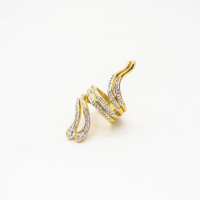 316L Stainless Steel and Zirconia Two twisted snakes Ring,Gold plating,Size 7,about 11g/pc,1 pc/package,HHP00360ahlv-360