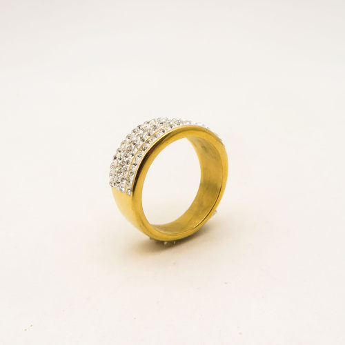 316L Stainless Steel and Zirconia Circle Ring,Gold plating,Size 7,about 8g/pc,1 pc/package,HHP00366vhll-360