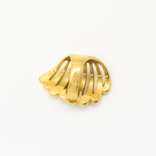 316L Stainless Steel and Zirconia Peacock Tail Ring,Gold plating,Size 7,about 15g/pc,1 pc/package,HHP00372ahlv-360