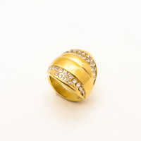 316L Stainless Steel and Zirconia Armor Ring,Gold plating,Size 7,about 18g/pc,1 pc/package,HHP00381bhil-360