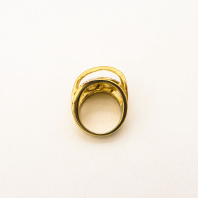 316L Stainless Steel and Zirconia Weird Ring,Gold plating,Size 7,about 12g/pc,1 pc/package,HHP00357vhll-360