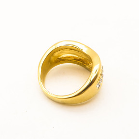 316L Stainless Steel and Zirconia Shield Ring,Gold plating,Size 7,about 8g/pc,1 pc/package,HHP00363vhkb-360
