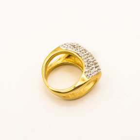 316L Stainless Steel and Zirconia Bottle Cap Ring,Gold plating,Size 7,about 9g/pc,1 pc/package,HHP00396vhnv-360