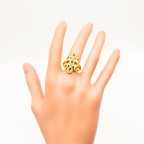 316L Stainless Steel and Zirconia Chinese Knot Ring,Gold plating,Size 7,about 5g/pc,1 pc/package,HHP00399ahjb-360