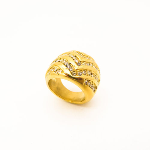 316L Stainless Steel and Zirconia Scarf Ring,Gold plating,Size 7,about 20g/pc,1 pc/package,HHP00405vhnv-360