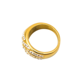 316L Stainless Steel and Zirconia Slim Ring,Gold plating,Size 7,about 10g/pc,1 pc/package,HHP00420vhkb-360
