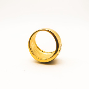 316L Stainless Steel and Zirconia Mesh Ring,Gold plating,Size 7,about 13g/pc,1 pc/package,HHP00435ahlv-360