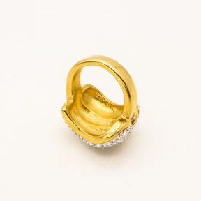 316L Stainless Steel and Zirconia Fringe Ring,Gold plating,Size 7,about 17g/pc,1 pc/package,HHP00444biib-360