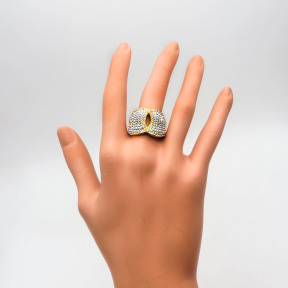 316L Stainless Steel and Zirconia Cover Ring,Gold plating,Size 7,about 17.5g/pc,1 pc/package,HHP00447vhnl-360