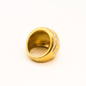316L Stainless Steel and Zirconia Gap Ring,Gold plating,Size 7,about 20g/pc,1 pc/package,HHP00462vihb-360