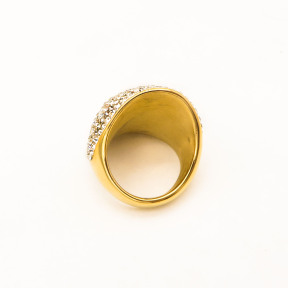 316L Stainless Steel and Zirconia Streamline Ring,Gold plating,Size 7,about 19g/pc,1 pc/package,HHP00465biib-360