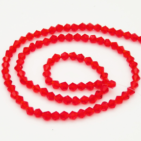 Normal Glass Beads,Bicone,Faceted,Dyed,Deep Red,4*4mm,Hole:0.8mm,about 105pcs/strand,about 8g/strand,10 strands/package,17",(42cm),XBG00058vaia-L004