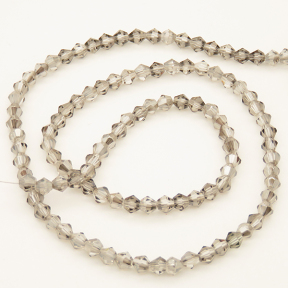 Normal Glass Beads,Bicone,Faceted,Dyed,Grey,4*4mm,Hole:0.8mm,about 105pcs/strand,about 8g/strand,10 strands/package,17",(42cm),XBG00067vaia-L004