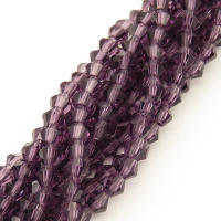 Normal Glass Beads,Bicone,Faceted,Dyed,Dark Purple,4*4mm,Hole:0.8mm,about 105pcs/strand,about 8g/strand,10 strands/package,17",(42cm),XBG00070vaia-L004