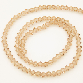 Normal Glass Beads,Bicone,Faceted,Dyed,Beige,4*4mm,Hole:0.8mm,about 102pcs/strand,about 9g/strand,10 strands/package,16",(41cm),XBG00073vaia-L004