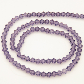 Normal Glass Beads,Bicone,Faceted,Dyed,Purple,4*4mm,Hole:0.8mm,about 107pcs/strand,about 8g/strand,10 strands/package,17",(43cm),XBG00088vaia-L004