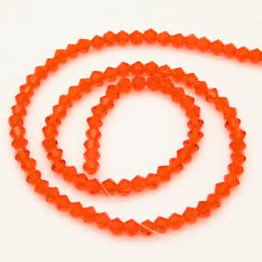 Normal Glass Beads,Bicone,Faceted,Dyed,Orange Red,4*4mm,Hole:0.8mm,about 95pcs/strand,about 7g/strand,10 strands/package,15",(38cm),XBG00094vaia-L004