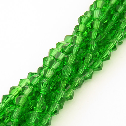 Normal Glass Beads,Bicone,Faceted,Dyed,Grass green,4*4mm,Hole:0.8mm,about 105pcs/strand,about 9g/strand,10 strands/package,17",(42cm),XBG00097vaia-L004
