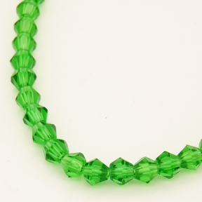 Normal Glass Beads,Bicone,Faceted,Dyed,Grass green,4*4mm,Hole:0.8mm,about 105pcs/strand,about 9g/strand,10 strands/package,17",(42cm),XBG00097vaia-L004