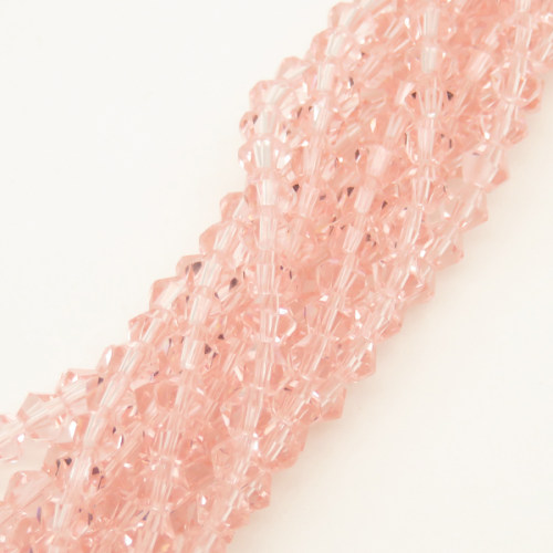 Normal Glass Beads,Bicone,Faceted,Dyed,Pink,4*4mm,Hole:0.8mm,about 99pcs/strand,about 8g/strand,10 strands/package,16",(40cm),XBG00106vaia-L004