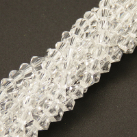 Normal Glass Beads,Bicone,Faceted,White,4*4mm,Hole:0.8mm,about 98pcs/strand,about 8g/strand,10 strands/package,15",(39cm),XBG00109vaia-L004
