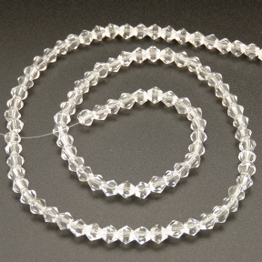 Normal Glass Beads,Bicone,Faceted,White,4*4mm,Hole:0.8mm,about 98pcs/strand,about 8g/strand,10 strands/package,15",(39cm),XBG00109vaia-L004