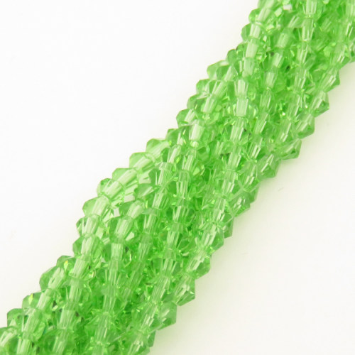 Normal Glass Beads,Bicone,Faceted,Dyed,Light Green,4*4mm,Hole:0.8mm,about 97pcs/strand,about 7g/strand,10 strands/package,15",(39cm),XBG00112vaia-L004