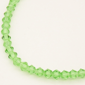 Normal Glass Beads,Bicone,Faceted,Dyed,Light Green,4*4mm,Hole:0.8mm,about 97pcs/strand,about 7g/strand,10 strands/package,15",(39cm),XBG00112vaia-L004