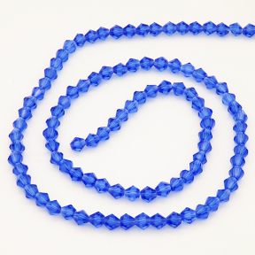 Normal Glass Beads,Bicone,Faceted,Dyed,Royal blue,4*4mm,Hole:0.8mm,about 101pcs/strand,about 7g/strand,10 strands/package,16",(41cm),XBG00118vaia-L004