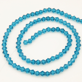 Normal Glass Beads,Bicone,Faceted,Dyed,Deep Cyan,4*4mm,Hole:0.8mm,about 103pcs/strand,about 7g/strand,10 strands/package,16",(42cm),XBG00121vaia-L004