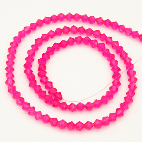 Normal Glass Beads,Bicone,Faceted,Dyed,Rose Red,4*4mm,Hole:0.8mm,about 112pcs/strand,about 8g/strand,10 strands/package,18",(45cm),XBG00124vaia-L004