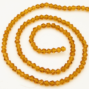 Normal Glass Beads,Bicone,Faceted,Dyed,Brown,4*4mm,Hole:0.8mm,about 115pcs/strand,about 9g/strand,10 strands/package,18",(46cm),XBG00130vaia-L004