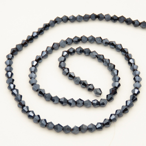 Electroplate Glass Beads,Bicone,Faceted,Electroplate,Dark Blue,4*4mm,Hole:0.8mm,about 106pcs/strand,about 8g/strand,10 strands/package,17",(43cm),XBG00133vaia-L004