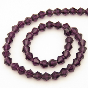 Normal Glass Beads,Bicone,Faceted,Dyed,Deep Purple,6*6mm,Hole:0.8mm,about 45pcs/strand,about 10g/strand,10 strands/package,11",(27cm),XBG00136avja-L004