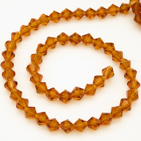 Normal Glass Beads,Bicone,Faceted,Dyed,Brown,6*6mm,Hole:0.8mm,about 48pcs/strand,about 11g/strand,10 strands/package,11",(29cm),XBG00151avja-L004