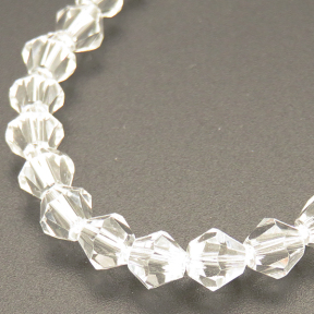 Normal Glass Beads,Bicone,Faceted,White,6*6mm,Hole:0.8mm,about 45pcs/strand,about 10g/strand,10 strands/package,11",(27cm),XBG00160avja-L004