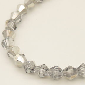 Electroplate Glass Beads,Bicone,Faceted,Electroplate,Silvery,6*6mm,Hole:0.8mm,about 45pcs/strand,about 10g/strand,10 strands/package,11",(27cm),XBG00172avja-L004