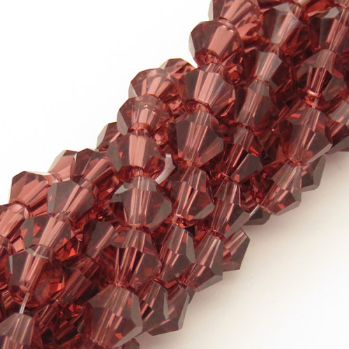 Normal Glass Beads,Bicone,Faceted,Dyed,Deep wine red,6*6mm,Hole:0.8mm,about 46pcs/strand,about 12g/strand,10 strands/package,11",(28cm),XBG00175avja-L004